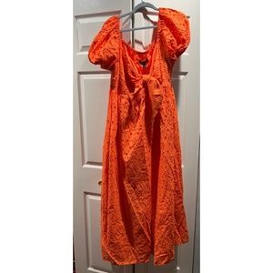 ELOQUII ORANGE TIE FRONT EYELET MAXI